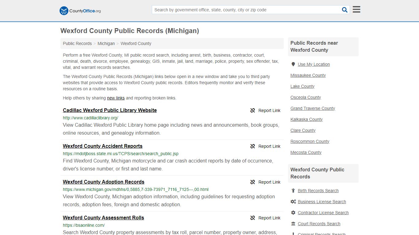 Wexford County Public Records (Michigan) - County Office