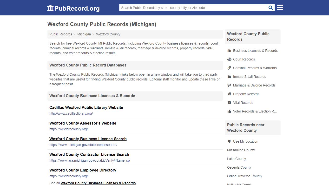 Wexford County Public Records (Michigan) - PubRecord.org