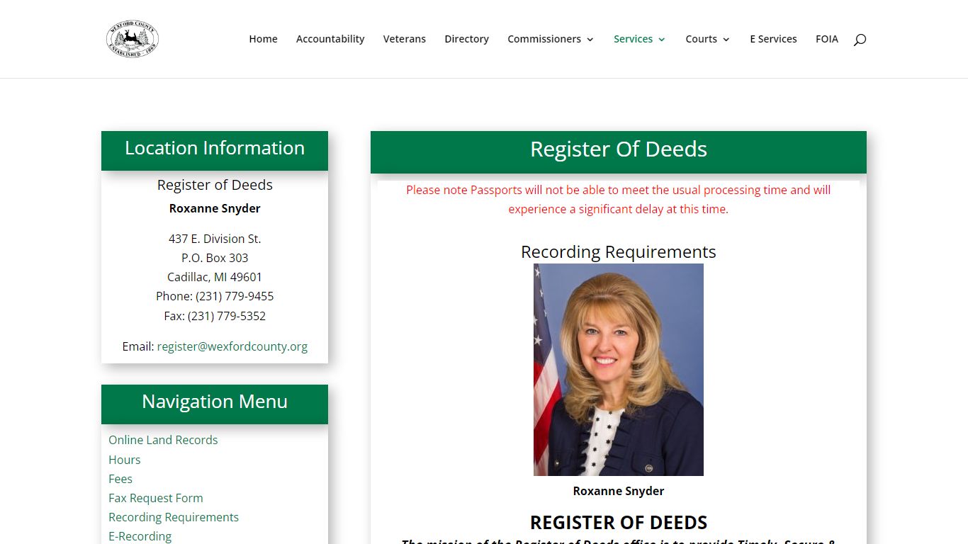 Register of Deeds | Wexford County Michigan